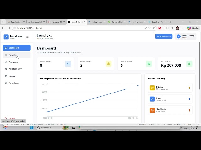 SMART LAUNDRY MANAGEMENT SYSTEM using ReactJS and Java Spring Boot