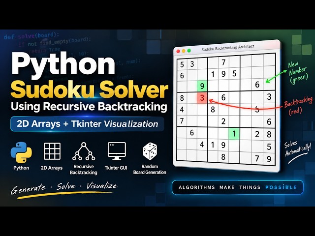 [COP-4530C] Arrays Assignment Python Sudoku Solver Using Recursive Backtracking | Tkinter