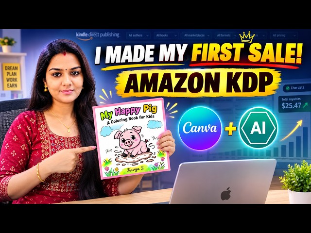 I Made My First Sale on Amazon KDP! 🎉 | Canva + AI KDP Tutorial for Beginners