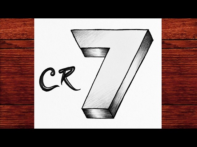 3D Cristiano Ronaldo Number 7 Drawing 🔥 | Easy CR7 Sketch Step by Step