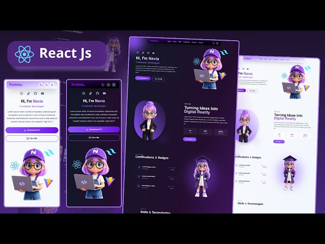 ReactJS TailwindCSS 4.3, Framer Motion | Responsive Portfolio Web w/ Advanced Animations + Dark Mode