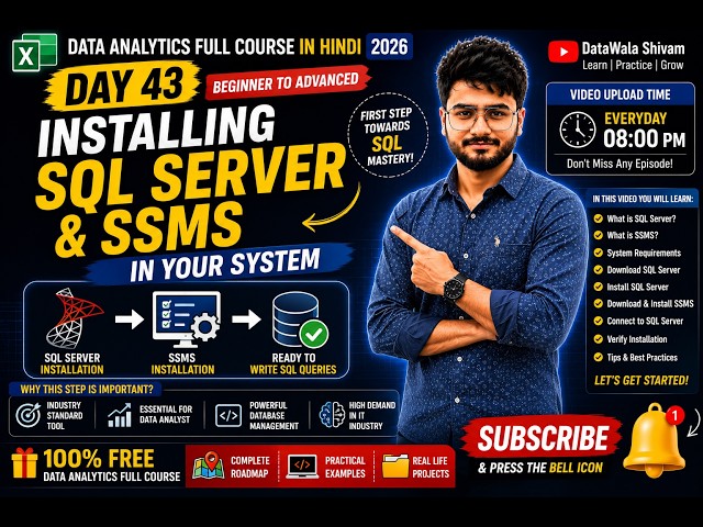 Install SQL Server & SSMS on Windows 🔥 Step-by-Step Guide | Day 43 | Data Analytics Full Course