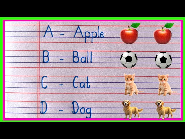Write ABCD to Z Alphabet with Sounds | A for apple b for ball with Spelling | A for apple b for ball