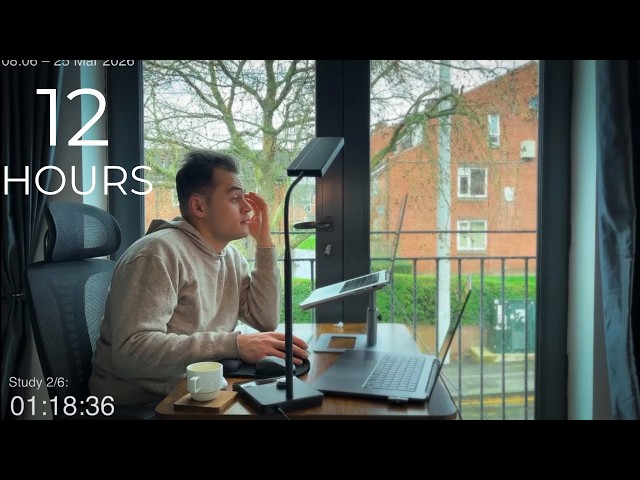 12-Hour LIVE Study/Work With Me 🎓 | Cozy UK Ambience | Custom Pomodoro Timer | Deep Work Mode
