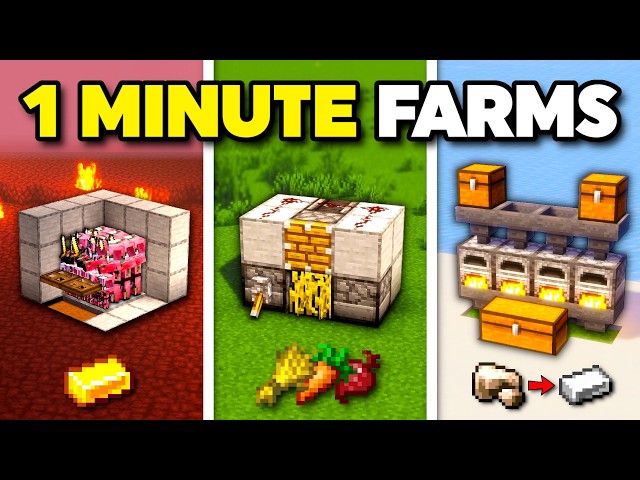 10 EASY FARMS you can build in JUST 1 MINUTE! (Minecraft 1.21.11)