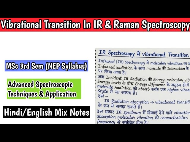 Vibrational Transitions in IR & Raman Spectroscopy || MSc 3rd Sem NEP Syllabus Hindi Notes