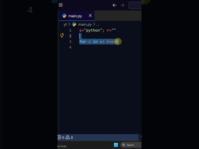 Reverse string with loop  #coding #python #programming