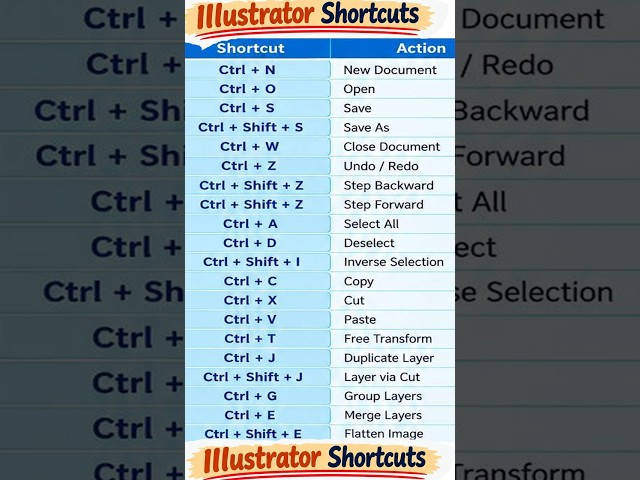 Adobe Illustrator-এর গুরুত্বপূর্ণ Keyboard Shortcuts 🎨💻 #illustration #shorts #shortvideo #shortcut