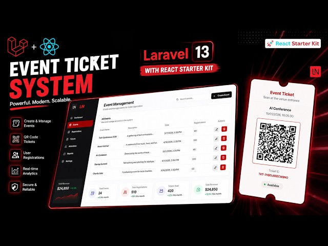 Build an Event Ticketing System with Laravel 13 & React | QR Code Tickets + Admin Panel