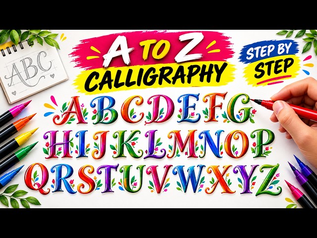 A to Z Alphabet Writing | Beautiful Alphabet Letter Writing With Brush #calligraphy #art #tranding