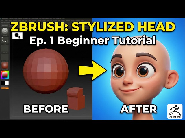 ZBrush for Beginners: Stylized Head Sculpting (Step-by-Step) - Ep. 1