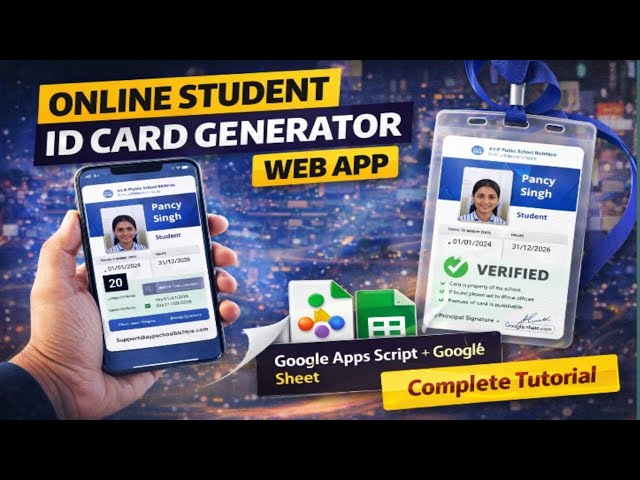 Online Student ID Card Generator Web App | Google Apps Script + Google Sheet | Complete Tutorial