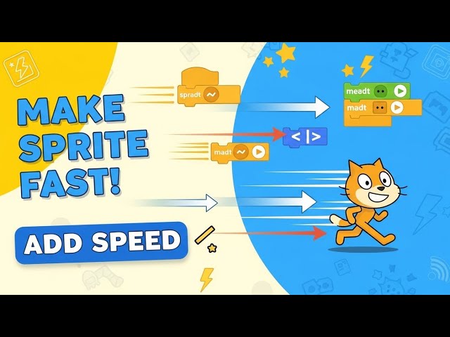 08 स्प्राइट में गति जोड़ना l Adding Speed in Sprite in scratch junior