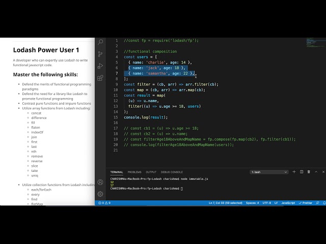 Functional Programming and Lodash functions