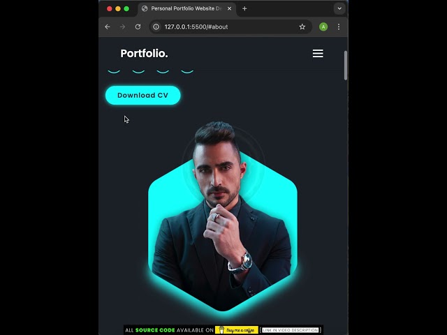 Build Responsive Personal Portfolio Website | HTML CSS JS 🔥 Free Source Code! #webdesign #shorts
