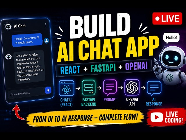 Build a Simple AI Chat App LIVE 🚀 | React UI + FastAPI + OpenAI