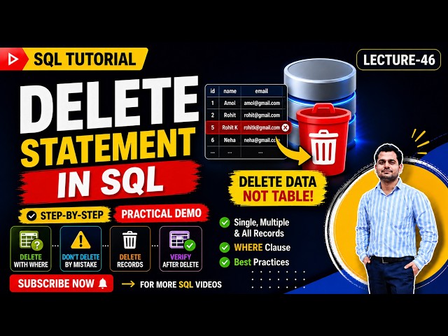 SQL DELETE Statement | Delete Data not table | SQL Tutorial Part 46