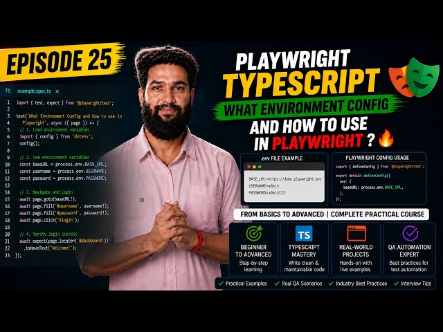 Episode 25 - Environment Configuration in Playwright TypeScript | .env File Explained | in Hindi
