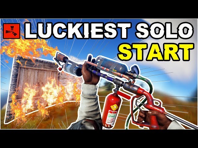 Rust - A SUPER LUCKY SOLO START On DAY ONE!! (Rust Solo Survival)