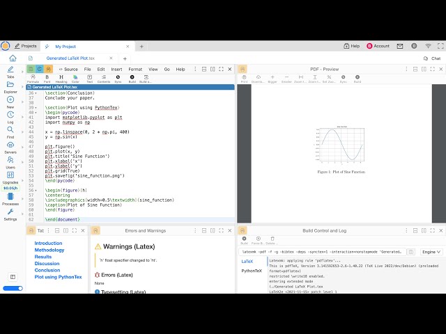 How to Generate a Plot in CoCalc's LaTeX Editor Using Python