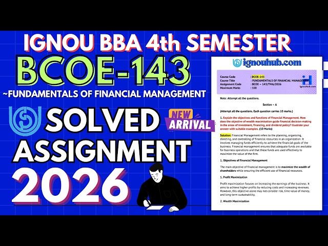 BCOE-143 SOLVED ASSIGNMENT 2026 | IGNOU BBA 4TH SEMESTER SOLVED ASSIGNMENT JAN 2026 / JULY 2026