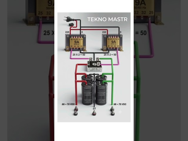 68-70V DC Dual Power Supply Circuit Diagram | 50V AC to 70V DC Rectifier Connection#PowerSupply
