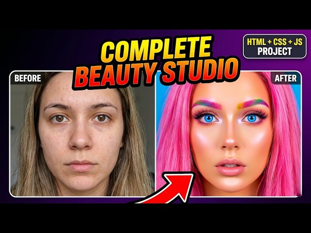 Complete Beauty Studio in HTML & JavaScript | Change Hair, Face, Eyes & Eyebrow Color LIVE