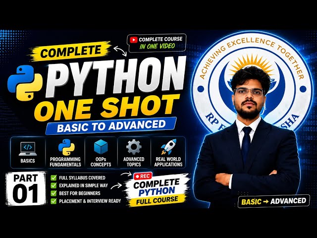 Python One Shot Tutorial 🚀| Part 01 | Full Course for Beginners & Placement.#python #aiml 