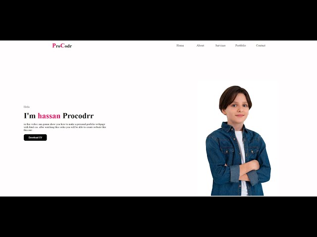 personal portfolio website with just HTML & CSS || clean design personal portfolio made by Procodrr
