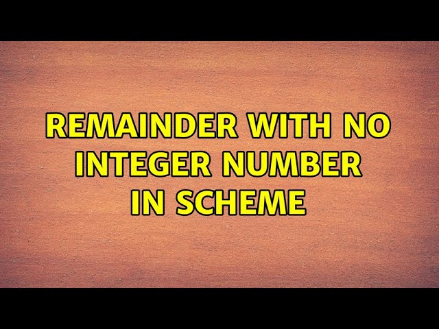 Remainder with no integer number in scheme (3 Solutions!!)