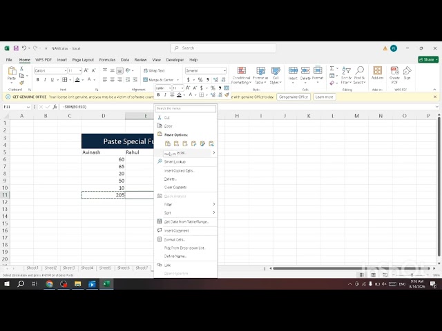 Excel Tutorial Paste Special Features In Excel Class 3rd #exceltips #excel #excelhacks