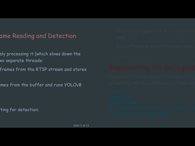 Stabilizing RTSP Streaming with YOLOv8 in Python Using Decoupled Frame Processing