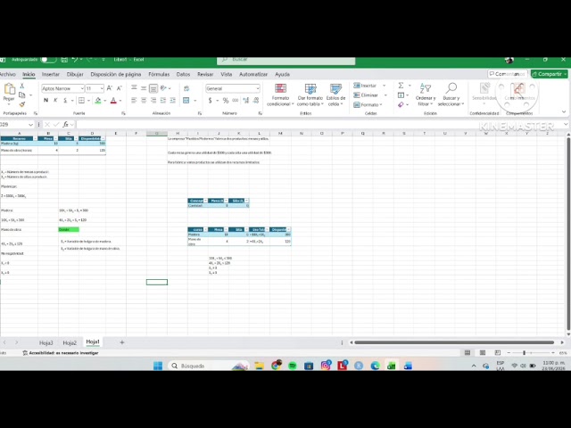 Método simplex, uso de Excel explicación 