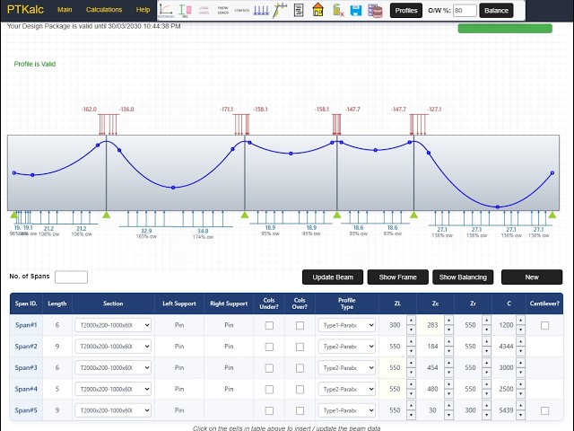 PTKalc - Post Tensioned Beam Analysis and Design