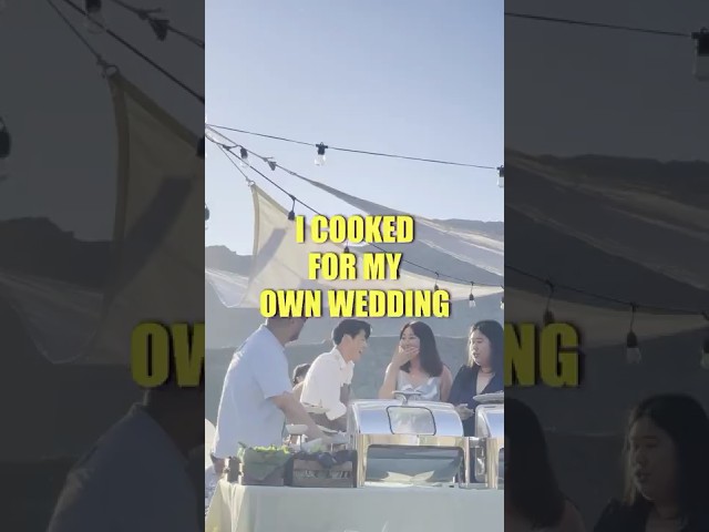 Cooking at my own wedding as a chef.