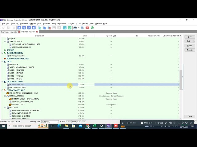 CARA KEFAHAMAN KOD DALAM SQL ACCOUNTING