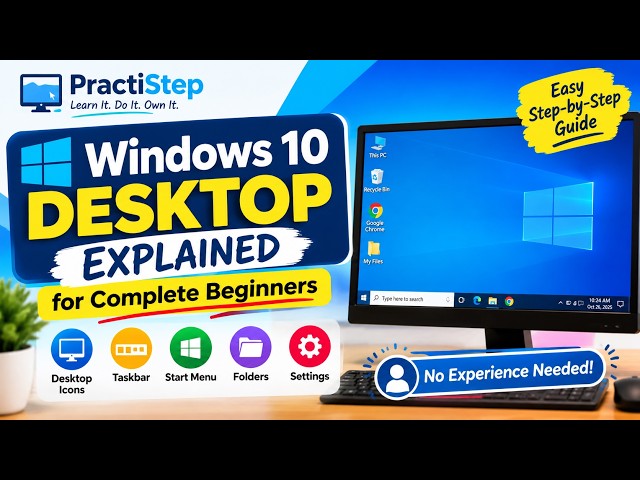 Windows 10 Desktop Explained for Complete Beginners | Step-by-Step Tutorial