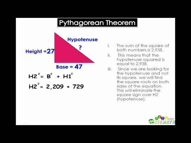 Pythagorean Theorem Tutorial - 5th Grade to 7th Grade Math Lesson - KizMath.com