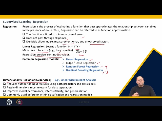 LECTURE 31 : INTRODUCTION TO SUPERVISED LEARNING AND LINEAR REGRESSION #swayamprabha