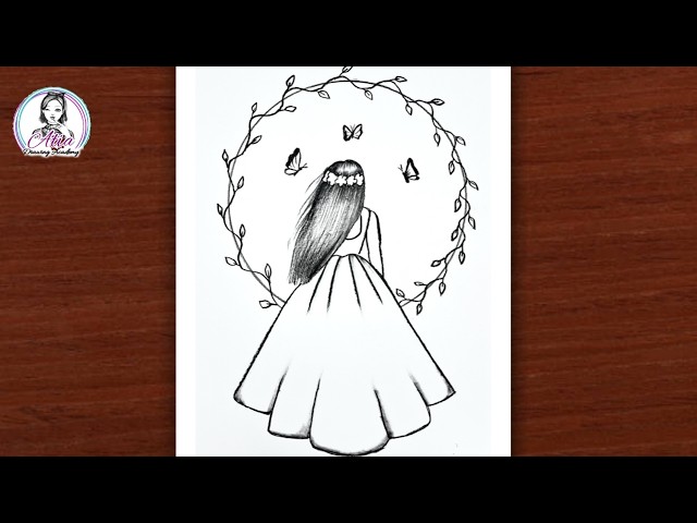 Easy Girl Drawing with Butterflies | Pencil Sketch Tutorial | Step by Step Drawing