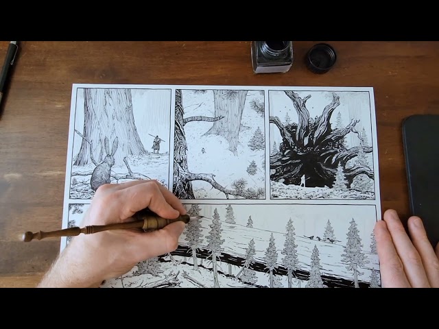 Primordial World Comic Page 5 Inking Process 