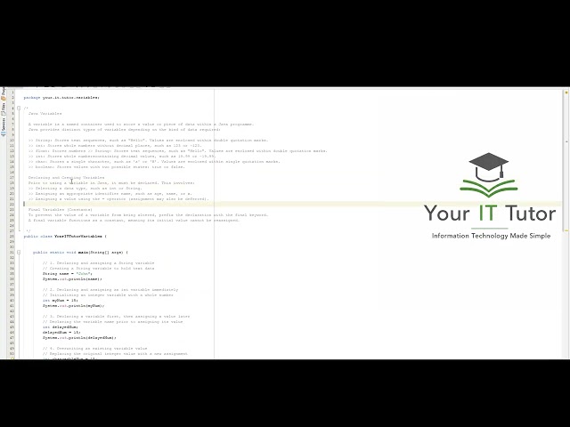 Java Variables Tutorial  || Creating Variables in Java  ||  Java Tutorial   || Your IT Tutor