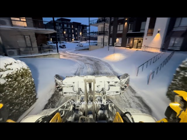 ** Snow Plowing / fullvideo residential complex/ 6" quick pass ** VOLVO L70H W/ 10'-22' Wing Plow