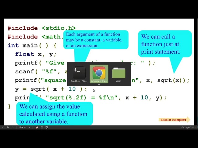 C Functions (math library functions, user defined functions, scope rules and recursion)