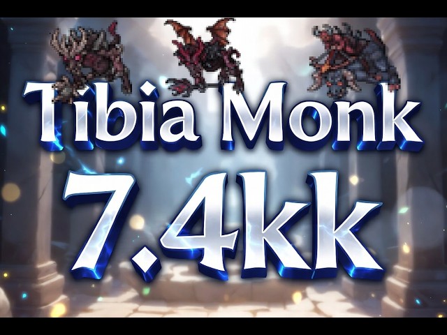 Tibia Monk 625 lvl Solo Hunt 7,4kk Raw Azillon +1