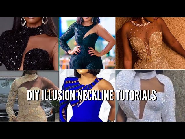 DIY ILLUSION NECKLINE TUTORIALS| TRENDY NECKLINE STYLES: how to cut different illusion necklines