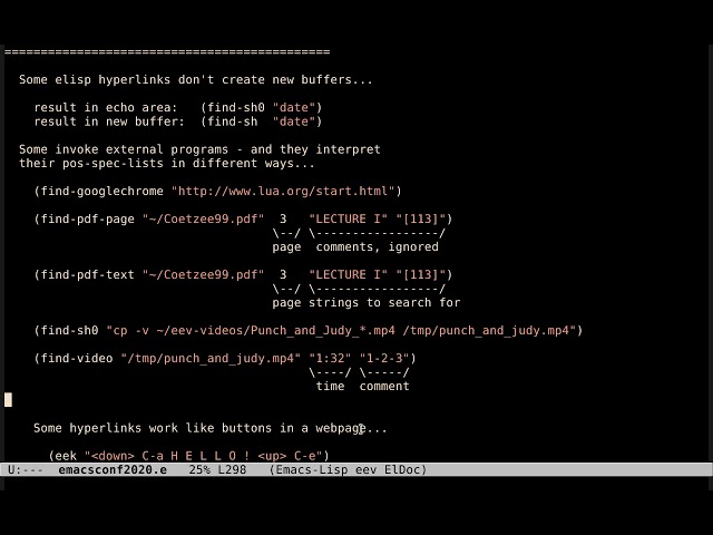 EmacsConf 2020 - 21 - On why most of the best features in eev look like 5-minute hacks -Eduardo Ochs