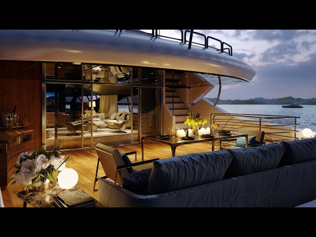 Super yacht interior 3d visualization and animated video by Lunas rendering company, Toronto, Canada