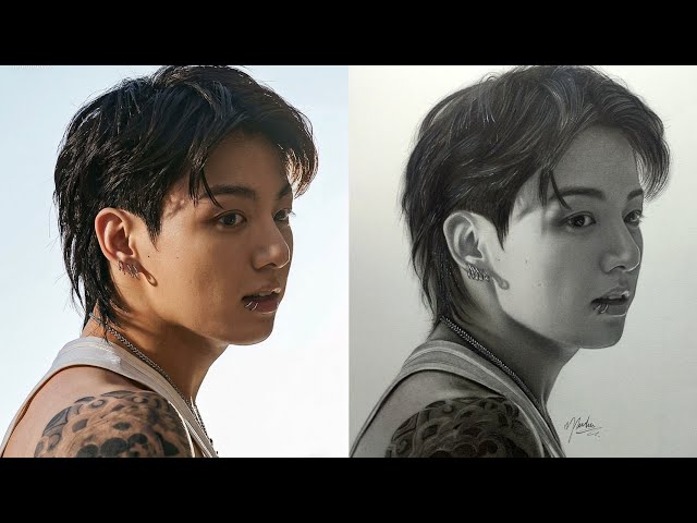Step By Step Jungkook Drawing Shading Tutorial // How to draw BTS Jungkook 💜 ✨️ 