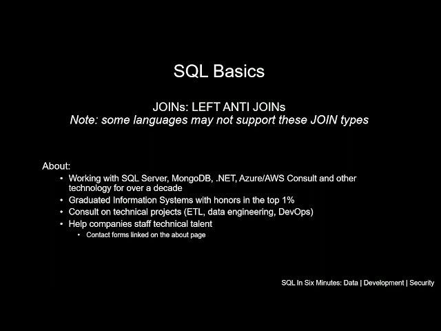 SQL Basics: How To Use A LEFT ANTI JOIN and Why